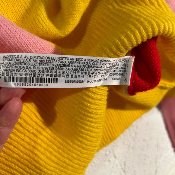 Zara Women ColorBlock Square Colorful Short Oversized Sweater Knit SZ Med - Picture 5 of 5